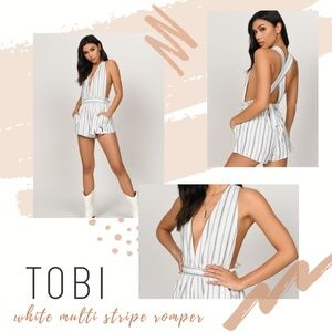 TOBI - WHITE MULTI STRIPE ROMPER